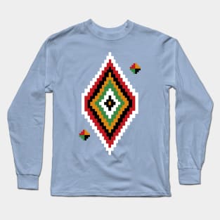 Colorful Libyan Diamond Shape Pattern Long Sleeve T-Shirt